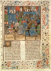 Ms 149 t.3 fol.82 Scena turniejowa, z Histoire des Nobles Princes de Hainaut, autorstwa Jacques de Guise