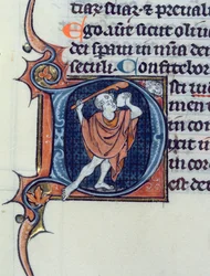 Ms 15 fol.236v Głupiec trzymający kamień i rózgę