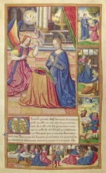 Ms 17 fol.2 Zwiastowanie i dzieciństwo Chrystusa, z Vie des Femmes Celebres, c.1505