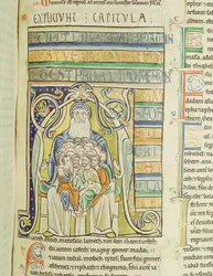 Ms 1 f.256 Historyczny list A przedstawiający pokolenia na łonie Abrahama, z Biblii Souvigny