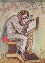 Ms 1 fol.18v Św. Mateusz, z Ewangelii Ebbo, ok. 816-835