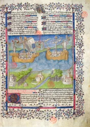Rękopis 2028, fol. 2 Trojańskie początki narodu francuskiego, z Grandes Chroniques de France