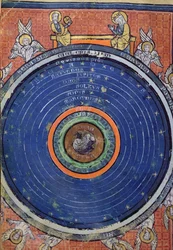 p. 2200 f.115v. Świat według Arystotelesa miniatura z De Philosophia Mundi Guillaume de Conches (1100-54) 1276-77
