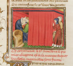 Ms 22531 Para w łóżku, z Księgi właściwości rzeczy Barthelemy langlais, c.1410-15