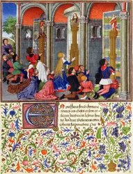 Ms 2617 Arcitas modlący się do Marsa, Palemon modlący się do Wenus, Emily modlący się do Diany z La Teseida, Giovanni Boccaccio (1313-75) 1340-41