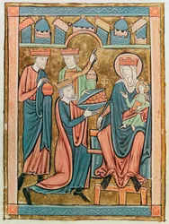 Ms 3016 fol.9v Adoracja Trzech Króli, z Psautier a lUsage de Paris