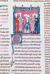Rękopis 372, fol. 158v Intronizacja biskupa, z Décrets de Gratien