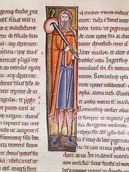 Ms 3 fol.76 Historyczny inicjał I przedstawiający wyruszającego w podróż Elimelecha, z Biblii de Saint-Sulpice de Bourges