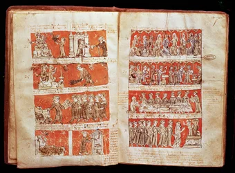 Ms 408 Sceny z życia studentów Kolegium Najświętszej Maryi Panny w Paryżu, ze Statutów Kolegium Hubanta, 1387