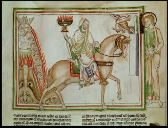 Ms 422 fol.22r Otwarcie czwartej pieczęci: Śmierć na bladym koniu