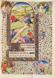 Ms 547 fol.21 Chrystus przybity do krzyża z Księgi Godzin używanych przez kobietę z Poitiers
