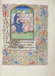 Ms 69 f.64r Ucieczka Świętej Rodziny, z Godzinek Besancon