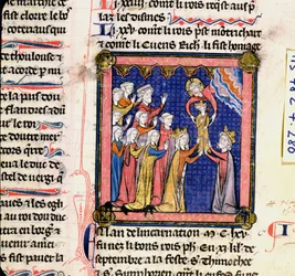 Ms 782 f.280 Król Filip II (1165-1223) z Francji, z Chroniques de Saint-Denis, koniec XIII wieku