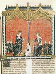 Pani Fr 437 fol.1 Król Karol V (1338-80) i Jeanne de Bourbon (1338-77) z dziećmi, z urzędów Rational des divins Guillaume Duranda (1230-96) 1374