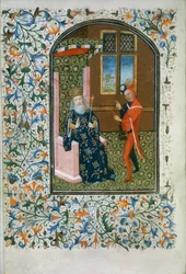 Pani Gen 288 f.156v Król i błazen, c.1460