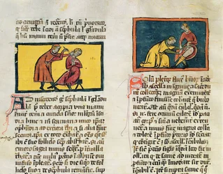 Pani H 89 Lekarze leczący chorych, z wydania Księgi Chirurgii Rogiera de Salerne