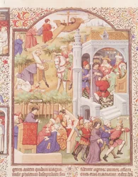 Ms Lat 17294 Fol. 515v Sceny z życia św. Jakuba Wielkiego (zm. 44) z Brewiarza księcia Bedford, ok. 1424-35