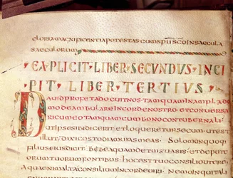 Ms Lat 1732 Fol.67v Historyczny inicjał D, z dzieła św. Ambroise (340-396)