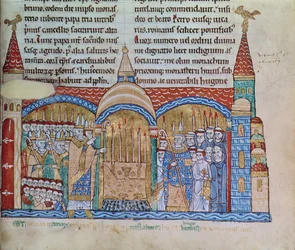 Ms Lat 17716 fol.91 Konsekracja kościoła w Cluny przez papieża Urbana II (1042-99) w listopadzie 1095