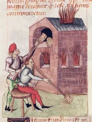 Ms Lat 993 L.9.28 f.138r Dmuchawy do szkła, z Tractatus de Herbis by Dioscorides