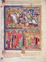 Ms M 638 fol.10r Joshua, z Morgan Picture Bible, c.1244-54