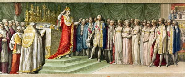 Napoleon Bonaparte (1769-1821) koronujący się Żelazną Koroną Longobardów w Mediolanie, 1805