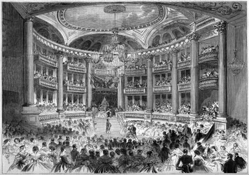 Architektura neoklasyczna: widok na salę Teatru Wielkiego w Bordeaux (1773-1780) z okazji balu wydanego z okazji wizyty cesarza Napoleona III i cesarza Eugenii de Montijo. Bordeaux, Żyronda (33)