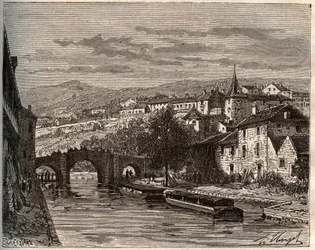 Nerac - Lot-et-Garonne - rycina w „La France illustrée: geography, history, statystyczna administracja” autorstwa V.A. Malt-Browna. 1884