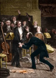 Niccolo Paganini i Hector Berlioz po fantastycznym wykonaniu Symfonii