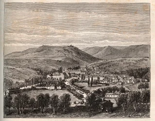 Niederbronn-les-Bains w Alzacji - rycina w „La France illustrée: geografia, historia, administracja statystyczna” autorstwa V.A. Malt-Browna. 1884
