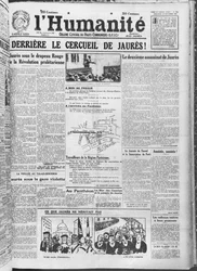 Organizacja przeniesienia Jeana Jauresa do Panteonu w Paryżu z LHumanite, 23 listopada 1924 (papier drukowany)
