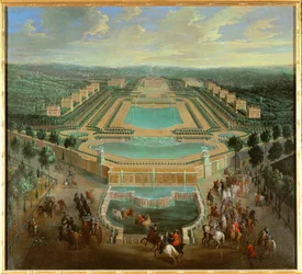 Widok ogólny Chateau de Marly, Grand Trianon, Wersal, Francja (zdjęcie ilustracyjne)