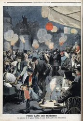 Paryż w ciemności - Okolice Clichy, wieczór strajku elektryków - „Le petit Journal”, marzec 1907 (rycina)