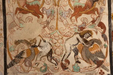 Kościół parafialny (Kościół Matki Bożej Solers). Wnętrze. Nawy. Malowidła ścienne. Szczegół. 16 wiek (?).