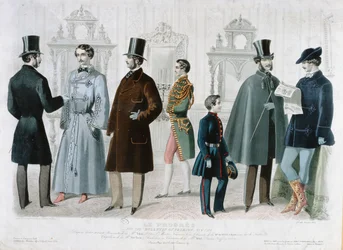 Paryska tabliczka modowa do Biuletynu Mody, Nowy Jork, luty 1858 (kolor grawerowany)