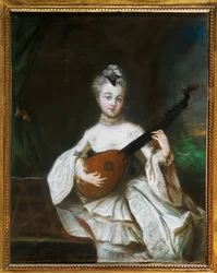 Pesne, Antoine Dama z gitarą (pergamin)