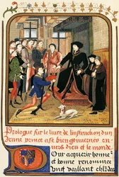 Philip Good (1396-1467) pod baldachimem, akwaforta z Instrukcji jeune prince, zawartej w Słowniku mebli i dekoracji, Henry Havard, tom II