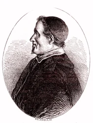 Pierre Gassendi, francuski matematyk, astronom, filozof, teolog. 1865 (grawerowanie)
