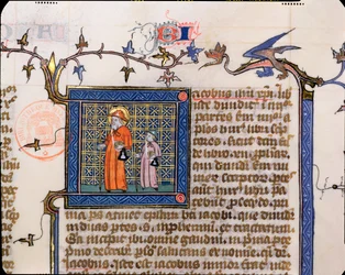Pielgrzymi z Santiago de Compostela, fragment historycznego inicjału