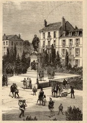 Place Thiers - centrum miasta Nancy, departament Meurthe-et-Moselle, w regionie Lotaryngii - grawerowanie w „” PATRIE”” - OPIS PECTUREQUIREQUE DE LA FRANCE EN 6 TOMÓW: LUCIEN HUARD