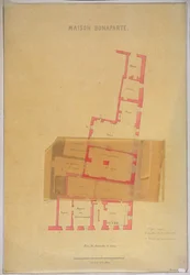 Plan parteru i piwnic domu w Ajaccio na Korsyce, gdzie urodził się Napoleon Bonaparte (1769-1821), 1837