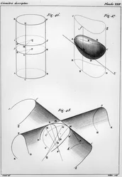 Płyta z Elementów geometrii wykreślnej autorstwa Gasparda Monge (1746-1816) hrabiego trawnika