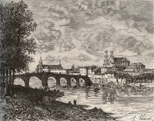 Pont-a-Mousson (Pont a Mousson) - Meurthe-et-Moselle - rycina w „Francja ilustrowana: geografia, historia, administracja statystyczna” autorstwa V.-A. Słodowy Brąz. 1884