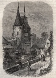 Porte de la Craffe a Nancy ślad średniowiecznych fortyfikacji, eryge w XIV wieku na północ od starego miasta - rycina w „Histoire de France” autorstwa Victora Duruy