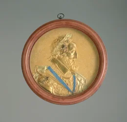 Medalion portretowy króla Henryka IV, początek XVII w. (złoto, drewno i szylkret)