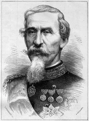 Portret Alfonso Ferrero de La Marmora (Lamarmora) (1804 - 1878) generała i włoskiego polityka. Grawer w „Le Monde Illustré” nr 1085 z 19 stycznia 1878 r.