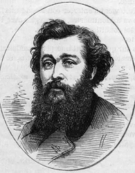 Portret Antoine Vollon (1833-1900), francuskiego malarza. Grawer w „”Le Monde Illustré””n°890 z dnia 2 maja 1874 r.