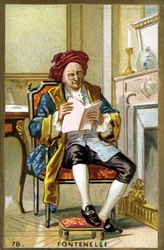 Portret Bernarda Le Bouyera (Le Bovier) autorstwa Fontenelle (1657-1757). Chromolitografia z końca XIX wieku.