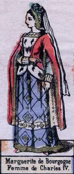 Portret Blanche z Burgundii (ok. 1296-1326), żony Karola IV Francji. (dynastia Kapetyńska). Ilustracja z końca XIX wieku.