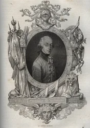 Portret Karola Austriackiego z Cieszyna (1771-1847) (arcyksięcia Karola Austriackiego), arcyksięcia Austrii, księcia cieszyńskiego - arcyksiążę Karol, książę cieszyński - z „Nowej Encyklopedii Narodowej” Maurice